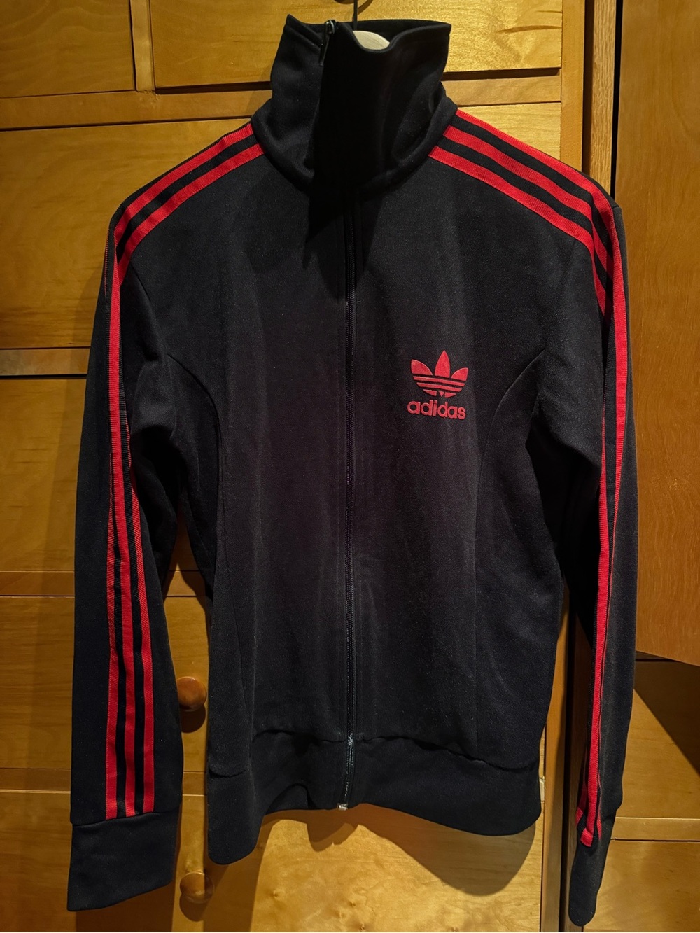 adidas Originals Trefoil Vintage Full Zip Track Jacket Black & Red
